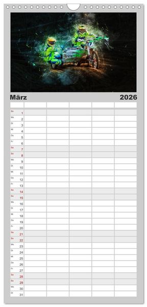 Produktbild: Familienplaner 2026 - Seitenwagen Motocross mit 5 Spalten (Wandkalender, 21 x 45 cm) CALVENDO