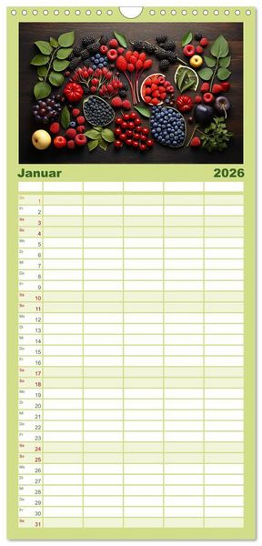 Produktbild: Familienplaner 2026 - Ordentlich Vegetarisch mit 5 Spalten (Wandkalender, 21 x 45 cm) CALVENDO