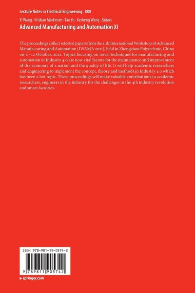 Produktbild: Advanced Manufacturing and Automation XI