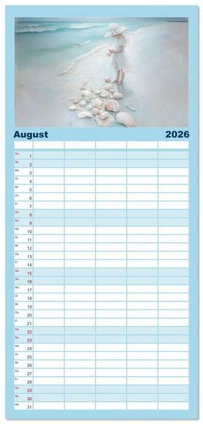 Produktbild: Familienplaner 2026 - Sandgefl&uuml;ster und Muschelzauber mit 5 Spalten (Wandkalender, 21 x 45 cm) CALVENDO