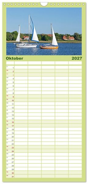 Produktbild: Familienplaner 2027 - Die Schlei - Segelrevier und Naturpark mit 5 Spalten (Wandkalender, 21 x 45 cm) CALVENDO