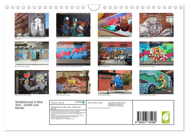 Produktbild: Stra&szlig;enkunst in New York - Graffiti und Murals (Wandkalender 2026 DIN A4 quer), CALVENDO Monatskalender