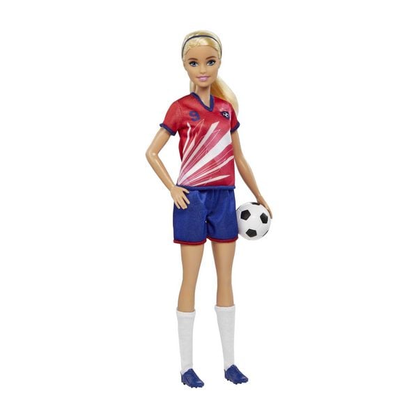 Produktbild: Barbie Fu&szlig;ballspielerin blond im roten Trikot