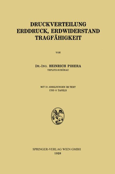 Druckverteilung Erddruck, Erdwiderstand Tragfähigkeit, Taschenbuch von Heinrich Pihera, Springer Berlin, 9783662273647
