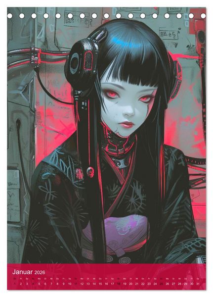 Produktbild: Manga-Comics. Cyberpunk Anime. Science Fiction Girls (Tischkalender 2026 DIN A5 hoch), CALVENDO Monatskalender