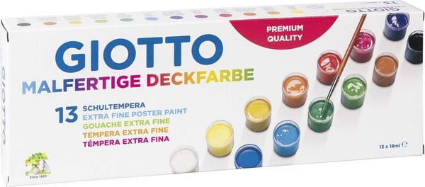 giotto Tempera Schulmal Farben 13 x malfertige Deckfarben je 18ml