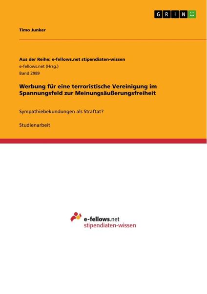 Produktbild: Werbung f&uuml;r eine terroristische Vereinigung im Spannungsfeld zur Meinungs&auml;u&szlig;erungsfreiheit