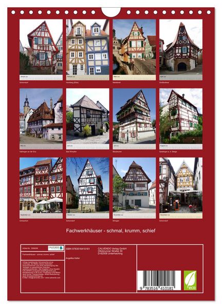 Produktbild: Fachwerkh&auml;user - schmal, krumm, schief (Wandkalender 2026 DIN A4 hoch), CALVENDO Monatskalender