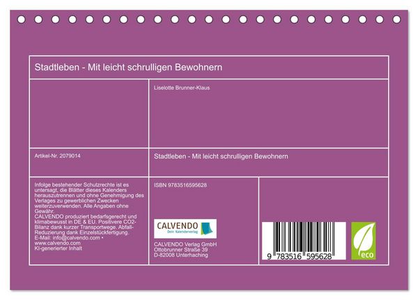 Produktbild: Stadtleben - Mit leicht schrulligen Bewohnern (Tischkalender 2026 DIN A5 quer), CALVENDO Monatskalender