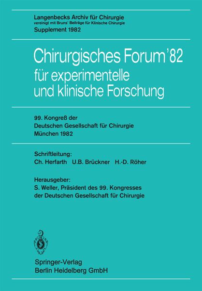 Chirurgisches Forum’82 für experimentelle und klinische Forschung, Taschenbuch von , Springer Berlin, 9783540114185