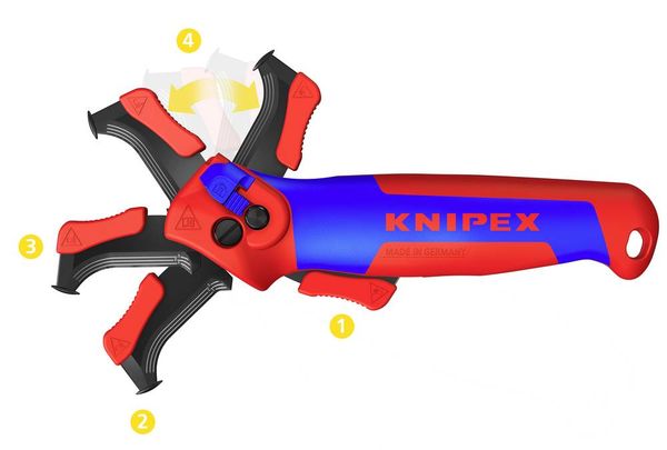Produktbild: Knipex 16 50 145 SB Abisoliermesser Geeignet f&uuml;r Rundkabel 7mm (max)