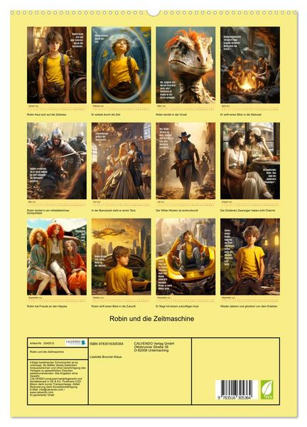 Produktbild: Robin und die Zeitmaschine (hochwertiger Premium Wandkalender 2026 DIN A2 hoch), Kunstdruck in Hochglanz