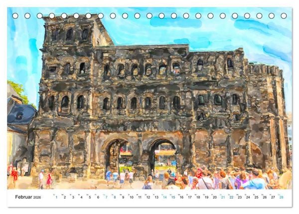 Produktbild: Trier - Illustrationen in Aquarell (Tischkalender 2026 DIN A5 quer), CALVENDO Monatskalender