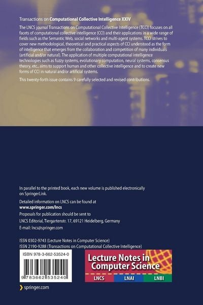 Produktbild: Transactions on Computational Collective Intelligence XXIV