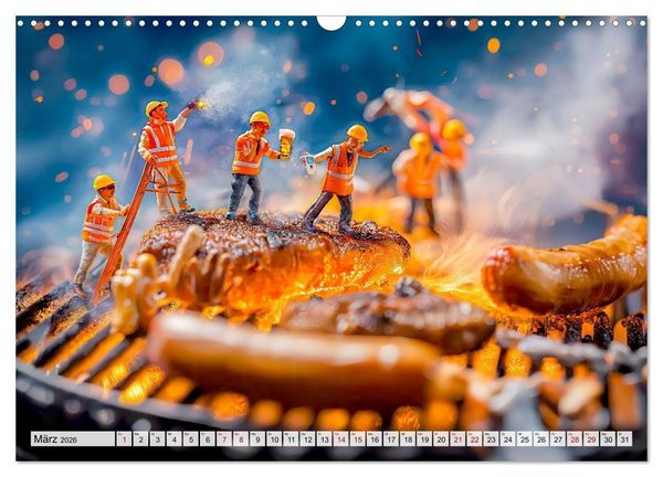 Produktbild: BBQ in Miniatur - Kleine Helden am Braten und Grillen (Wandkalender 2026 DIN A3 quer), CALVENDO Monatskalender