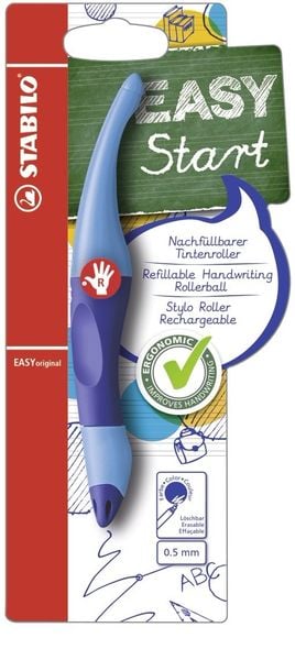 Ergonomischer Tintenroller für Rechtshänder -STABILO EASYoriginal in dunkel-/hellblau - Einzelstift - Schreibfarbe blau 