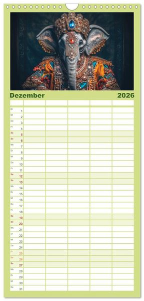 Produktbild: Familienplaner 2026 - Tierisch - K&ouml;niglich mit 5 Spalten (Wandkalender, 21 x 45 cm) CALVENDO