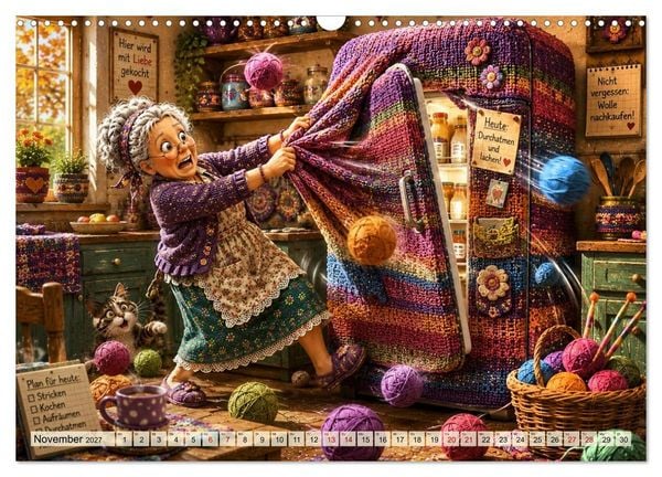 Produktbild: Die strickende Oma (Wandkalender 2027 DIN A3 quer), CALVENDO Monatskalender