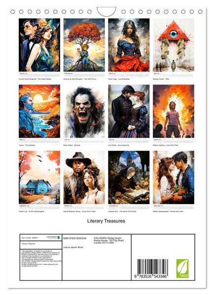 Produktbild: Literary Treasures (Wall Calendar 2026 DIN A4 portrait), CALVENDO 12 Month Wall Calendar