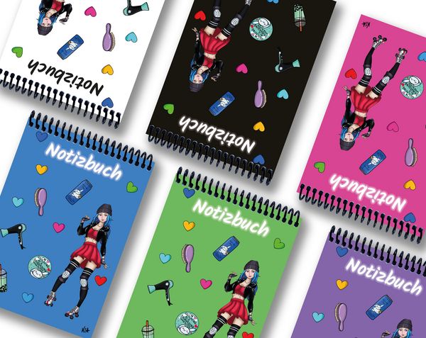 Produktbild: A 5 Notizblock Manga Enora, schwarz, liniert