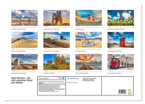 Produktbild: Insel Borkum - Ein Jahr zwischen Wind und Wellen (Wandkalender 2026 DIN A2 quer), CALVENDO Monatskalender