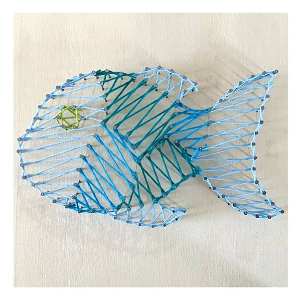 Produktbild: PEBARO NB4 - Nagelbild Fisch, Fadenbild 20x20cm, String Art Bastelset inkl. N&auml;gel