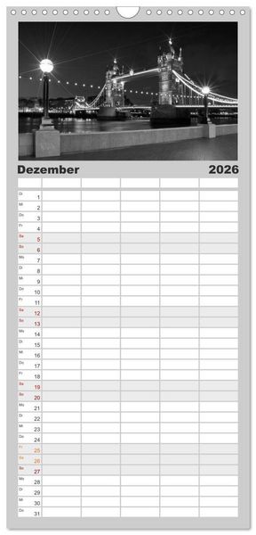 Produktbild: Familienplaner 2026 - LONDON Urbaner Flair mit 5 Spalten (Wandkalender, 21 x 45 cm) CALVENDO