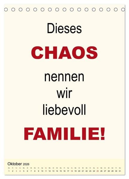 Produktbild: Spr&uuml;che-Kalender. Lustiges f&uuml;r die Familie! (Tischkalender 2026 DIN A5 hoch), CALVENDO Monatskalender
