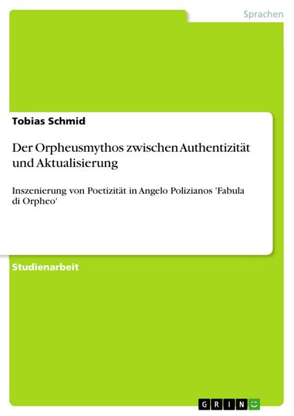 Produktbild: Der Orpheusmythos zwischen Authentizit&auml;t und Aktualisierung