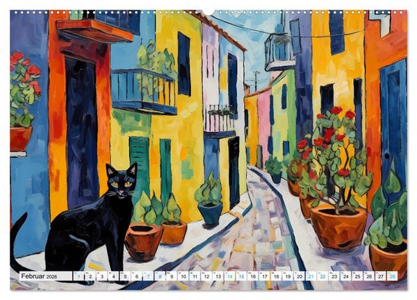 Produktbild: Kunstvolle Katzen (Wandkalender 2026 DIN A2 quer), CALVENDO Monatskalender