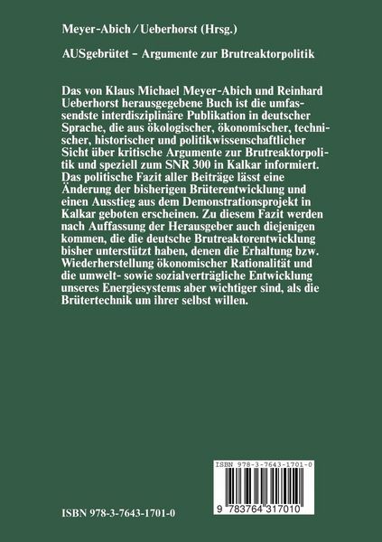 Produktbild: AUSgebr&uuml;tet &mdash; Argumente zur Brutreaktorpolitik