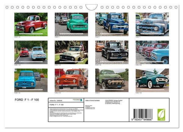Produktbild: FORD F 1 - F 100 (Wandkalender 2026 DIN A4 quer), CALVENDO Monatskalender