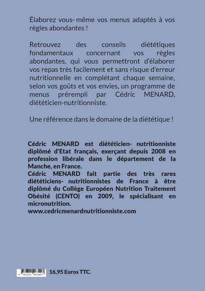 Produktbild: J'&eacute;labore mon planning de menus adapt&eacute; &agrave; mes r&egrave;gles abondantes.