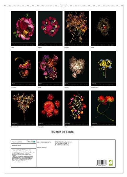 Produktbild: Blumen bei Nacht (Wandkalender 2027 DIN A2 hoch), CALVENDO Monatskalender