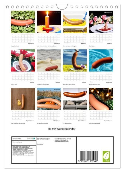 Produktbild: Ist mir Wurst Kalender (Wandkalender 2026 DIN A4 hoch), CALVENDO Monatskalender