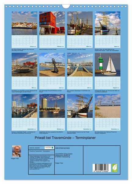 Produktbild: Priwall bei Travem&uuml;nde &ndash; Terminplaner (Wandkalender 2026 DIN A3 hoch), CALVENDO Monatskalender