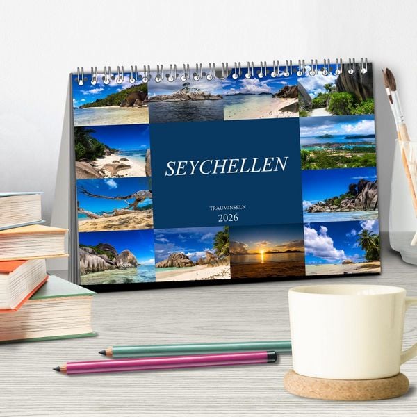 Produktbild: Trauminseln Seychellen (Tischkalender 2026 DIN A5 quer), CALVENDO Monatskalender