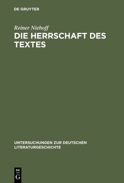 Produktbild: Die Herrschaft des Textes