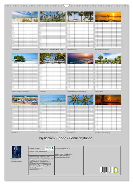 Produktbild: Idyllisches Florida / Familienplaner (Wandkalender 2026 DIN A2 hoch), CALVENDO Monatskalender