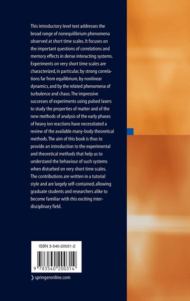 Produktbild: Nonequilibrium Physics at Short Time Scales