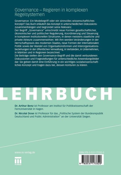 Produktbild: Governance - Regieren in komplexen Regelsystemen