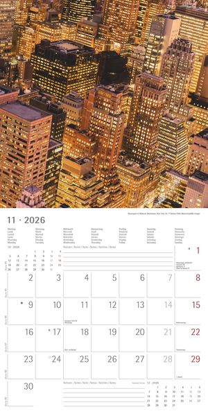 Produktbild: New York 2026 - Broschürenkalender 30x30 cm (30x60 geöffnet) - Kalender mit Platz für Notizen - Bildkalender - Wandplaner - Wandkalender