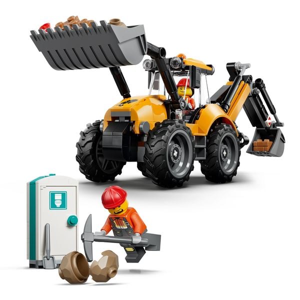 Produktbild: LEGO City 60480 Gelber Baggerlader, Baufahrzeug mit wirklichkeitsgetreuen Funktionen