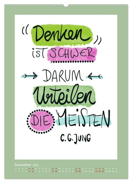 Produktbild: Nachgedacht-Spr&uuml;che und Zitate (Wandkalender 2026 DIN A2 hoch), CALVENDO Monatskalender