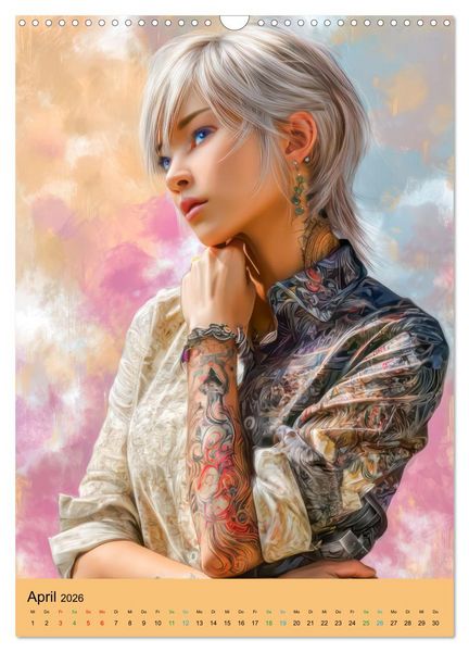 Produktbild: Taatoo Frauen - Inspiriert von der Manga-&Auml;sthetik (Wandkalender 2026 DIN A3 hoch), CALVENDO Monatskalender