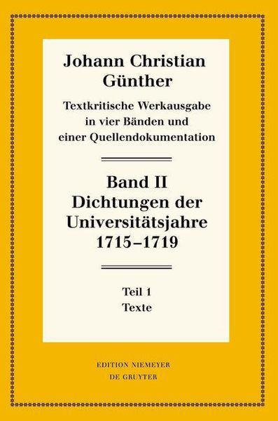 Produktbild: Dichtungen der Universit&auml;tsjahre 1715-1719