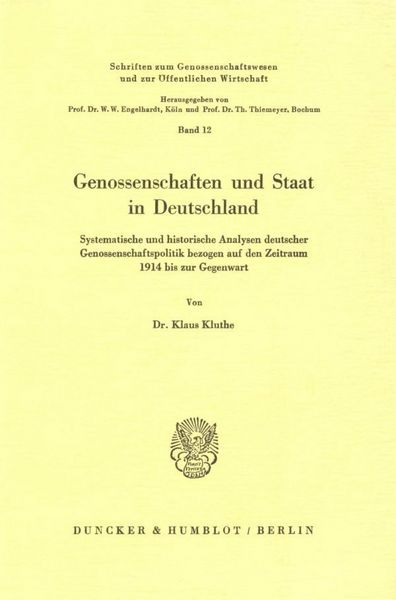 Produktbild: Genossenschaften und Staat in Deutschland.