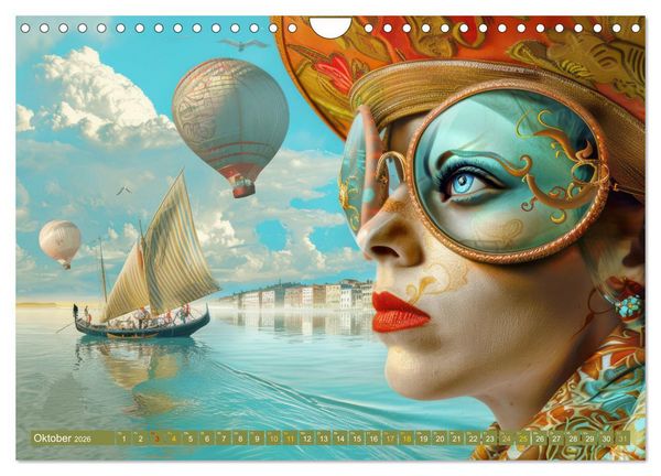 Produktbild: Theatralische surreale Szenen im venezianischen Stil (Wandkalender 2026 DIN A4 quer), CALVENDO Monatskalender