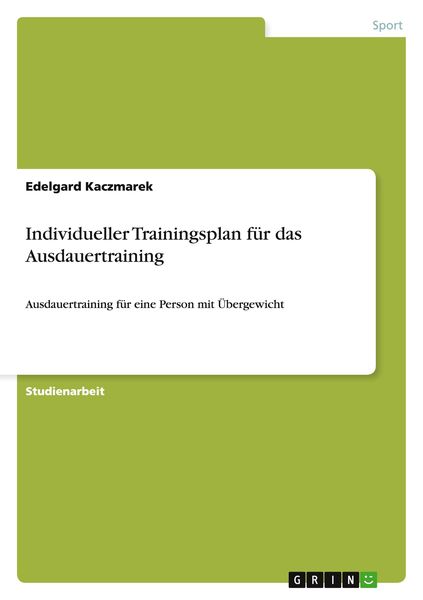 Produktbild: Individueller Trainingsplan f&uuml;r das Ausdauertraining