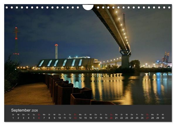 Produktbild: Hamburger Hafen bei Nacht (Wandkalender 2026 DIN A4 quer), CALVENDO Monatskalender